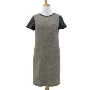 Talbots Shift Dress Womens 4 Gray Metallic Tweed Wool Blend Short Sleeve Lined